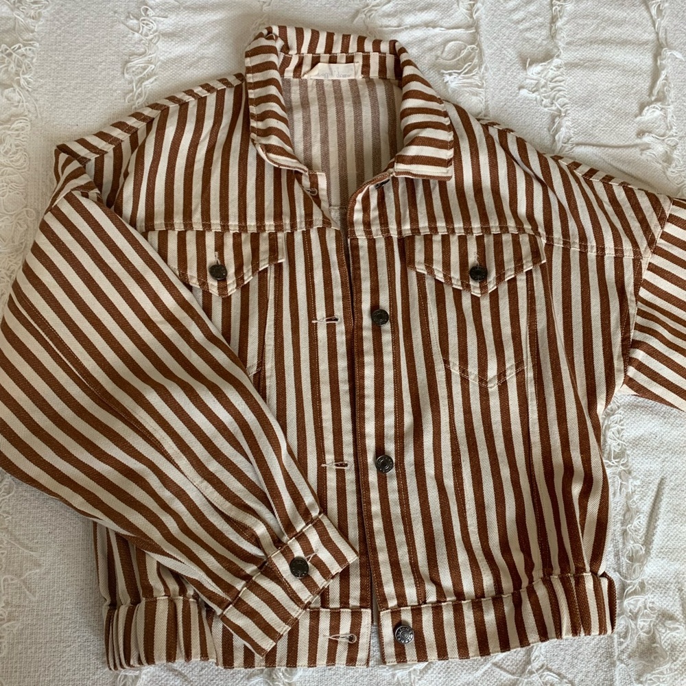 Adorable Molly Green Boutique Denim Striped Jacket
